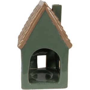 Clayre & Eef 6CE1601 Svícen Christmas Cottage Green Brown 9x8x15 cm