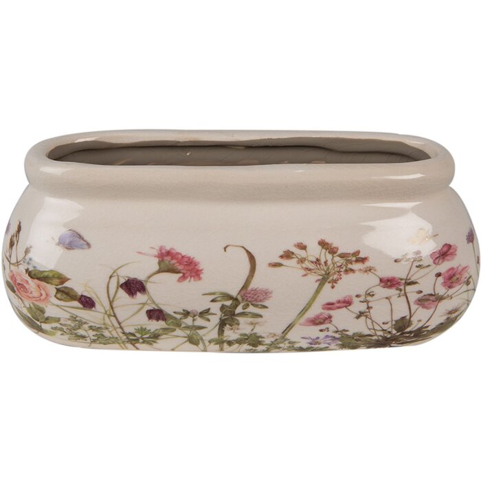 Clayre & Eef 6CE1602S Květináč do interiéru růžovo-béžový 18x7x7 cm