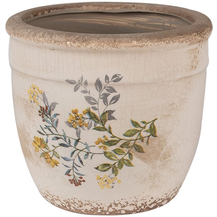 Clayre & Eef 6CE1607M Květináč do interiéru béžový žlutý Ø 16x14 cm