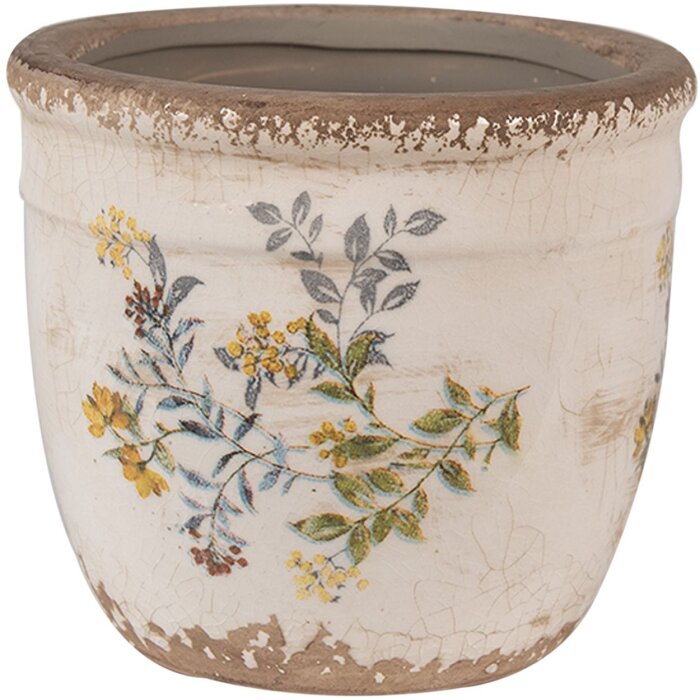 Clayre & Eef 6CE1607S Květináč do interiéru béžový žlutý Ø 13x11 cm