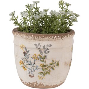 Clayre & Eef 6CE1607S Květináč do interiéru béžový žlutý Ø 13x11 cm