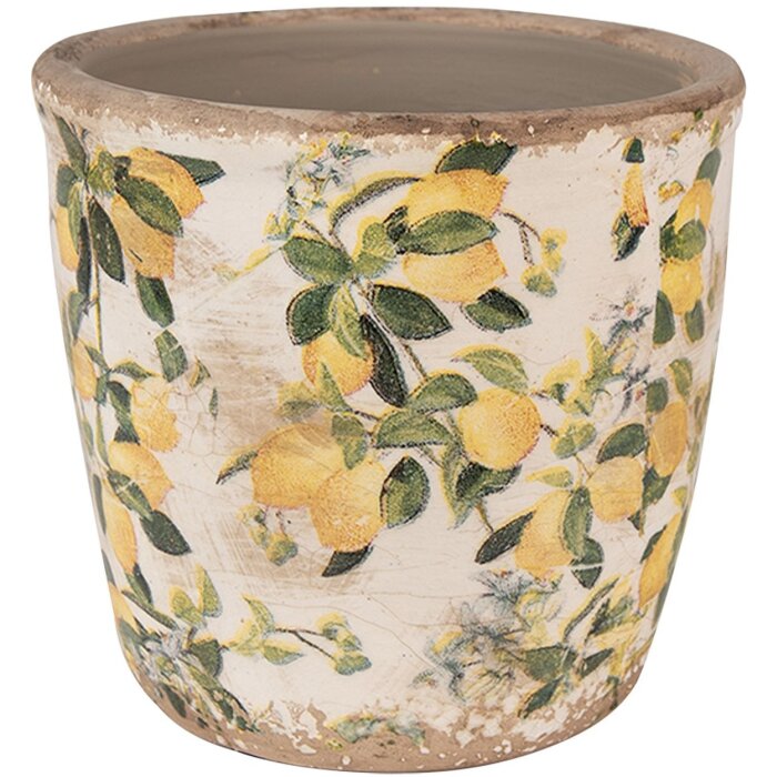 Clayre & Eef 6CE1609S Květináč do interiéru béžový žlutý Ø 13x12 cm