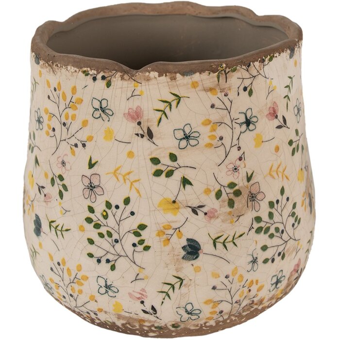 Clayre & Eef 6CE1610L Květináč do interiéru béžový žlutý Ø 21x19 cm