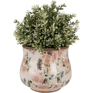 Clayre & Eef 6CE1612S Květináč do interiéru béžovo-růžový Ø 16x14 cm