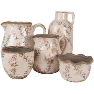 Clayre & Eef 6CE1615L Květináč do interiéru béžovo-růžový Ø 18x17 cm