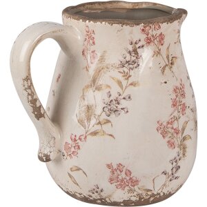 Clayre & Eef 6CE1616M Dekorativní džbán béžovo-růžový 17x13x16 cm