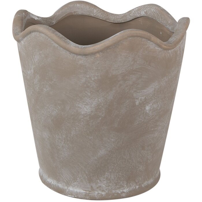 Clayre & Eef 6CE1618S Květináč do interiéru šedý Ø 13x12 cm