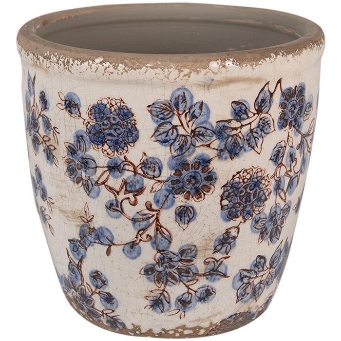 Clayre & Eef 6CE1619L Květináč do interiéru béžový modrý Ø 17x16 cm