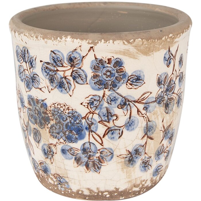Clayre & Eef 6CE1619XS Květináč do interiéru béžový modrý Ø 11x10 cm