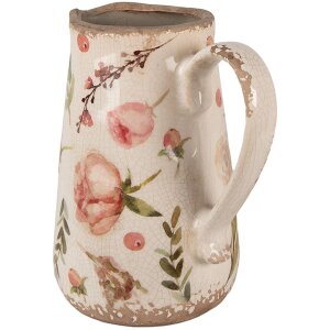Clayre & Eef 6CE1624M Dekorativní džbán béžovo-růžový 17x12x18 cm