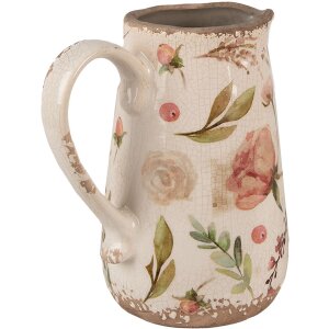 Clayre & Eef 6CE1624M Dekorativní džbán béžovo-růžový 17x12x18 cm