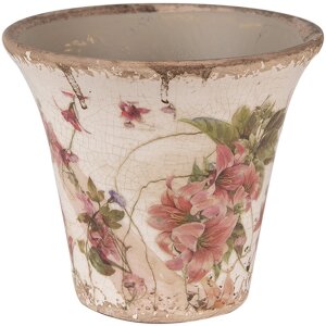 Clayre & Eef 6CE1627M Květináč do interiéru béžovo-růžový Ø 13x11 cm