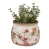Clayre & Eef 6CE1628S Květináč keramický béžový růžový Ø 12x10 cm Venkovský dům