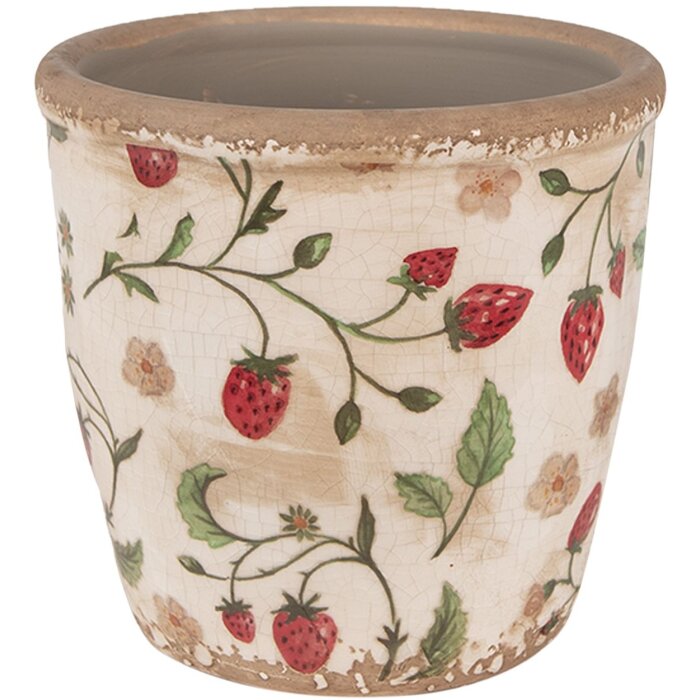 Clayre & Eef 6CE1631S Květináč do interiéru béžově červený Ø 13x13 cm