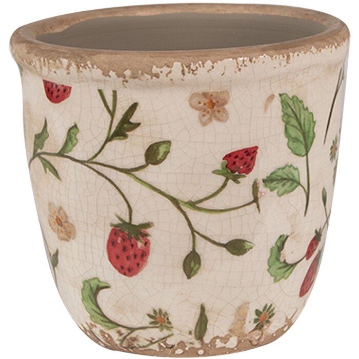 Clayre & Eef 6CE1631XS Květináč do interiéru béžová, červená Ø 11x10 cm