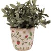 Clayre & Eef 6CE1631XS Květináč do interiéru béžová, červená Ø 11x10 cm