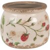 Clayre & Eef 6CE1632S Květináč do interiéru béžovo-červený Ø 12x10 cm venkovský styl
