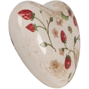 Clayre & Eef 6CE1637 Dekorační srdce béžová červená 11x11x4 cm