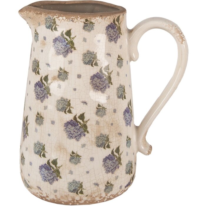 Clayre & Eef 6CE1640L Dekorativní džbán béžově modrý 21x15x23 cm