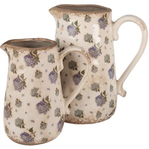 Clayre & Eef 6CE1640M Dekorativní džbán béžově modrý 16x12x18 cm