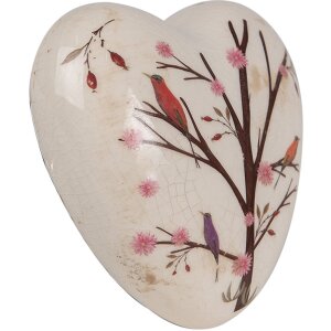 Clayre & Eef 6CE1648 Dekorativní srdce béžovo-hnědé 12x12x4 cm