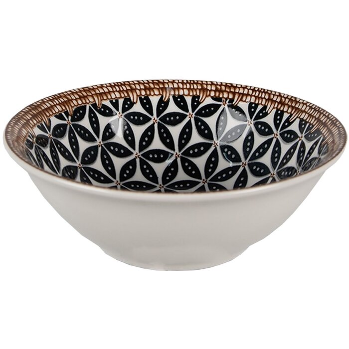 Clayre & Eef 6CEBO0061 Polévková miska černá bílá Ø 15x5 cm - 300 ml