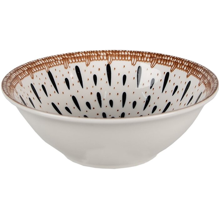 Clayre & Eef 6CEBO0062 Polévková mísa bílá černá Ø 15x5 cm - 300 ml
