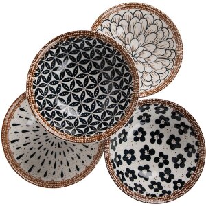 Clayre & Eef 6CEBO0064 Polévková miska bílá černá Ø 15x5 cm - 300 ml