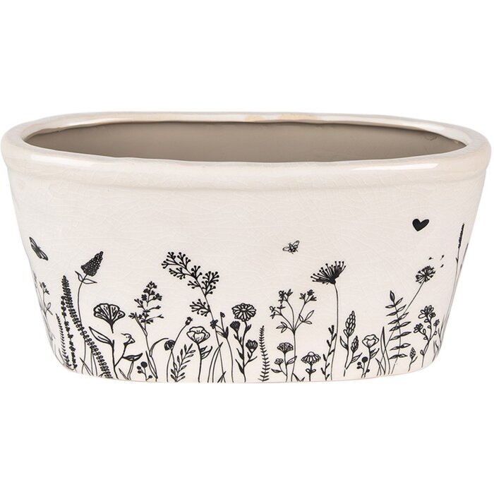Clayre & Eef 6CEFAF0003M Květináč do interiéru béžový černý 23x11x11 cm