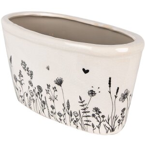 Clayre & Eef 6CEFAF0003M Květináč do interiéru béžový černý 23x11x11 cm