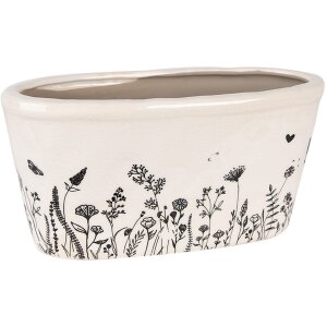 Clayre & Eef 6CEFAF0003M Květináč do interiéru béžový černý 23x11x11 cm