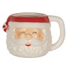 Clayre & Eef 6CEMU0133 Hrnek bílý červený 15x11x9 cm - 450 ml Vánoční hrnek