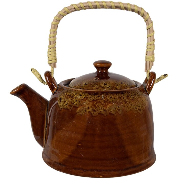 Clayre & Eef 6CETE0136 Čajová konvice hnědá Ø 14x12 cm - 750 ml