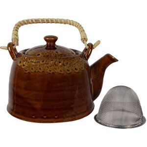 Clayre & Eef 6CETE0136 Čajová konvice hnědá Ø 14x12 cm - 750 ml