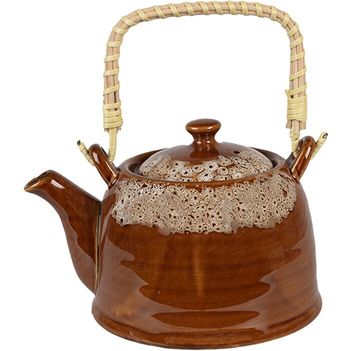 Clayre & Eef 6CETE0139 Čajová konvice hnědá Ø 14x12 cm - 750 ml