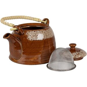 Clayre & Eef 6CETE0139 Čajová konvice hnědá Ø 14x12 cm - 750 ml