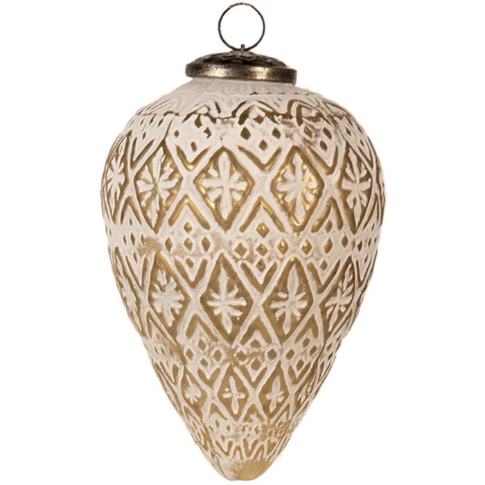 Clayre & Eef 6GL4362S Vánoční ozdoba bílá Ø 10x15 cm