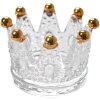 Clayre & Eef 6GL4429 Skleněný svícen Crown Transparent Ø 7x5 cm