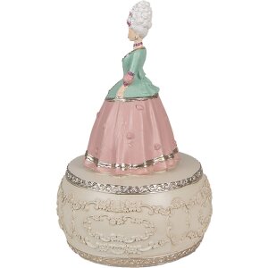 Clayre & Eef 6PR3898 Hrací skříňka růžová, bílá Ø 12x19 cm