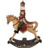 Clayre & Eef 6PR3910 Dekorace houpací kůň hnědý červený 22x9x29 cm polyresin