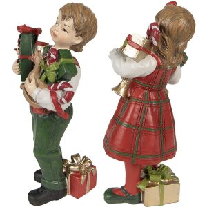Clayre & Eef 6PR3920 Dětská dekorace červená, zelená 7x6x13 - 7x5x13 cm (2 ks)