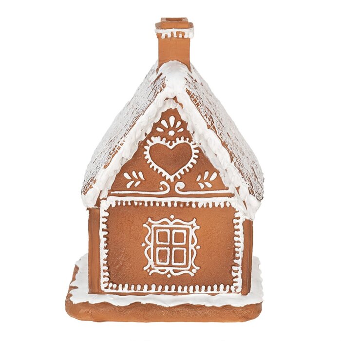 Clayre & Eef 6PR3974 Dekorace domeček s LED diodami hnědá 13x13x18 cm- 3xAAA