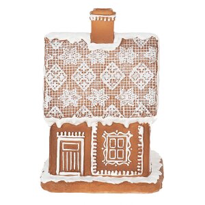 Clayre & Eef 6PR3974 Dekorace domeček s LED diodami hnědá 13x13x18 cm- 3xAAA