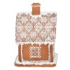 Clayre & Eef 6PR3974 Dekorace domeček s LED diodami hnědá 13x13x18 cm- 3xAAA