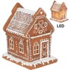 Clayre & Eef 6PR3975 Dekorace domeček s LED diodami hnědá 15x12x17 cm- 3xAAA