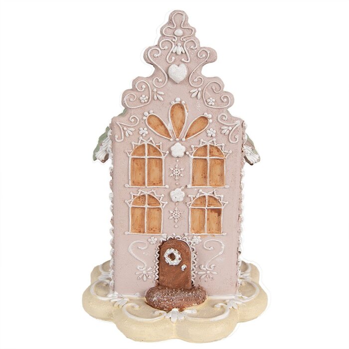 Clayre & Eef 6PR3976 Dekorace Dům růžová 13x13x20 cm Polyresin