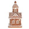 Clayre & Eef 6PR3983 Dekorace domeček s LED diodami hnědá 14x14x25 cm- 3xAAA