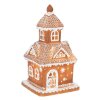 Clayre & Eef 6PR3983 Dekorace domeček s LED diodami hnědá 14x14x25 cm- 3xAAA