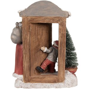 Clayre & Eef 6PR4945 Vánoční dekorace Father Christmas LED Red Brown 18x8x22 cm