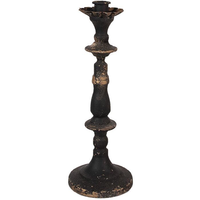 Clayre & Eef 6Y5454 Svícen černé zlato Ø 11x30 cm barokní styl
